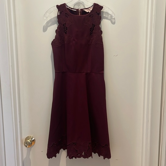 Ted Baker Emmona Embroidered Skater Dress Maroon - Picture 4 of 10